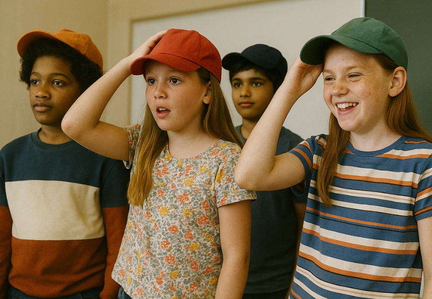 Kinderen doen Activiteit petje op petje af